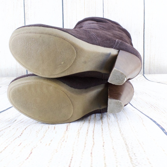 Collin Stuart Brown Suede Tall Slouch Heeled Boots - Picture 8 of 8